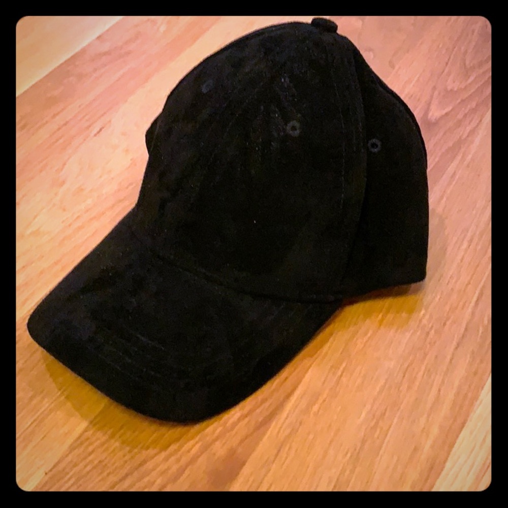 Black suede baseball cap